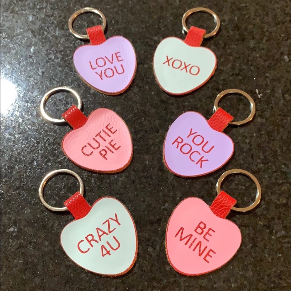Set of 6 Convo Heart Keychains